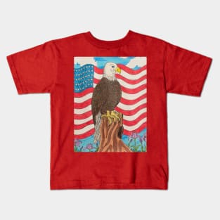 American Eagle with Flag Kids T-Shirt